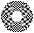 Rounded shape with checkered pattern fill. Contrasty abstract gr