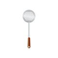 Rounded Spatula vector illustration isoalted on white background. Metal tool for frying with wooden handle. Suitable for 3d