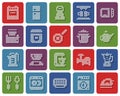 Rounded square dotted icons set of some home appliances