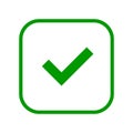 Rounded square green check mark line icon, button, tick symbol isolated on a white background. Royalty Free Stock Photo