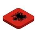 Rounded square isometric vector flag of Albania Royalty Free Stock Photo