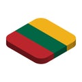 Rounded square isometric vector flag of Lithuania