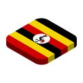 Rounded square isometric vector flag of Uganda Royalty Free Stock Photo