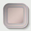 Rounded square plate with ornament stylized the ancient Roman pattern.