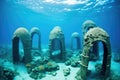 rounded stone structures, hinting at an underwater civilization