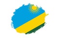 Rounded stain stroke brush textured national flag of Rwanda on white background