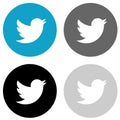 Rounded twitter icon in four colors
