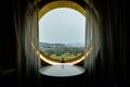 Rounded window in a hotel room Royalty Free Stock Photo