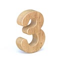 Rounded wooden font Number 3 THREE 3D Royalty Free Stock Photo