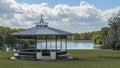 Roundhay Park bandstand and Waterloo lake Leeds Yorkshire Royalty Free Stock Photo