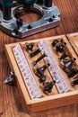 Roundover router bits for woodworking in wooden box and plunge p