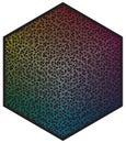 Vector color palette. Many different color moons in shape of hexagon pattern