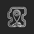 Roundtrip carsharing chalk white icon on black background Royalty Free Stock Photo