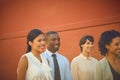 They roundup as the most talented team. a group of businesspeople standing outdoors.