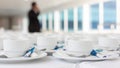 roup of empty Many rows of white ceramic coffee or tea cups Royalty Free Stock Photo