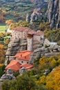 Roussanou Monastery and Meteora Rocks in Greece Royalty Free Stock Photo