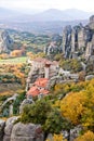 Roussanou Monastery and Meteora Rocks in Greece Royalty Free Stock Photo