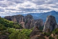Roussanou Monastery panoramic view, Meteora Monasteries, Trikala, Thessaly, Greece Royalty Free Stock Photo
