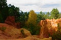 Roussillon. Martian landscape of ocher hills. Sentier des Ocres