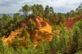 Roussillon Ochre Quarries under the sunlight and a cloudy sky in France