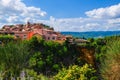 Roussillon. One of the most beautiful village of France, located on ochre deposits. Panoramic view, Provence, France Royalty Free Stock Photo