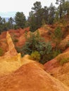 Roussillon orange ochre colorful rock formations from ocher in french Colorado ProvenÃÂ§al Provence France