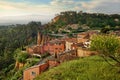 Roussillon, Provence-Alpes-Cote d\'azur, France: sunrise landscape of the ancient village Royalty Free Stock Photo