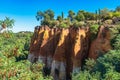 Roussillon, red rocks of colorful ochre canyon in Provence Royalty Free Stock Photo