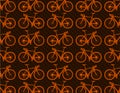 Route Bicycle vector set collage with Warm orange and brown colors and bike chain