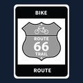 route 66 bike route sign. Vector illustration decorative design