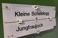 Route board sign at the train heading to Jungfraujoch, Switzerland