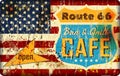 Route 66 cafe enamel sign, Royalty Free Stock Photo