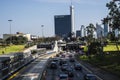 route, express way, highway with automobile traffic, san isidro lima peru congestion on July 2020