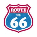 Route 66 Highway road sign grunge stump vector stock illustration. typography , t-shirt graphic print.