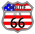 Route 66 Highway Sign With Flag