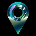 Route icon, arrival point isolated on black background. GPS navigation system. GPS smart tracker. Isometric image, 3D render, 3D