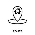 Route icon or logo in modern line style. High quality black outline pictogram for web site design and mobile apps. Vector Royalty Free Stock Photo