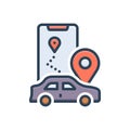 Color illustration icon for Route, routing and travel