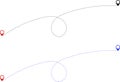 Route icon - two points with dotted path and location pin. Route location icon two pin sign and dotted line