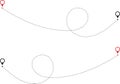 Route icon - two points with dotted path and location pin. Route location icon two pin sign and dotted line