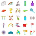 Route icons set, cartoon style Royalty Free Stock Photo