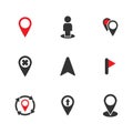 Route icons set. Map pin, marker location, locate, navigation, point vector icon set