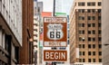 Route 66 Illinois Begin road sign, the historic roadtrip in USA