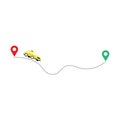 Route line icon with map pin . Vector symbol in trendy flat style on white background. Travel sing for design. taxi