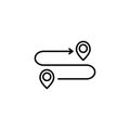 Route line icon. Mark pointers, itinerary, arrow. Navigation concept. Can be used for topics like map location, way