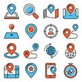 Route Location Icons Set on White Background. Vector