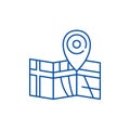 Route on the map line icon concept. Route on the map flat  vector symbol, sign, outline illustration. Royalty Free Stock Photo