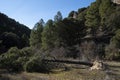 Route through the mountain on a sunny but cold winter day Royalty Free Stock Photo