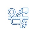 Route navigation line icon concept. Route navigation flat  vector symbol, sign, outline illustration. Royalty Free Stock Photo