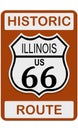 Route 66 old historic traffic sign with Illinois state